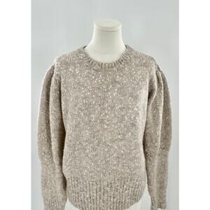 ASTR the Label Bexley Beige Puff Shoulder Sweater Crop Pullover XL Wool Alpaca